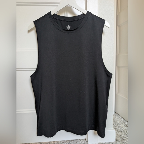 ALO Mens Conquer Black Muscle Tank Top - Picture 1 of 5